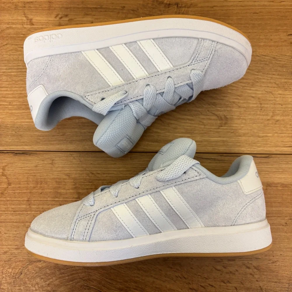 Adidas Grand Court 00s Shoes Crystal Sky/Cloud White Kids Size 1 Suede Lace Up